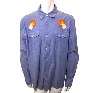 Howler Brothers Gaucho Snapshirt “Bark at the Moon” Embroidered XL